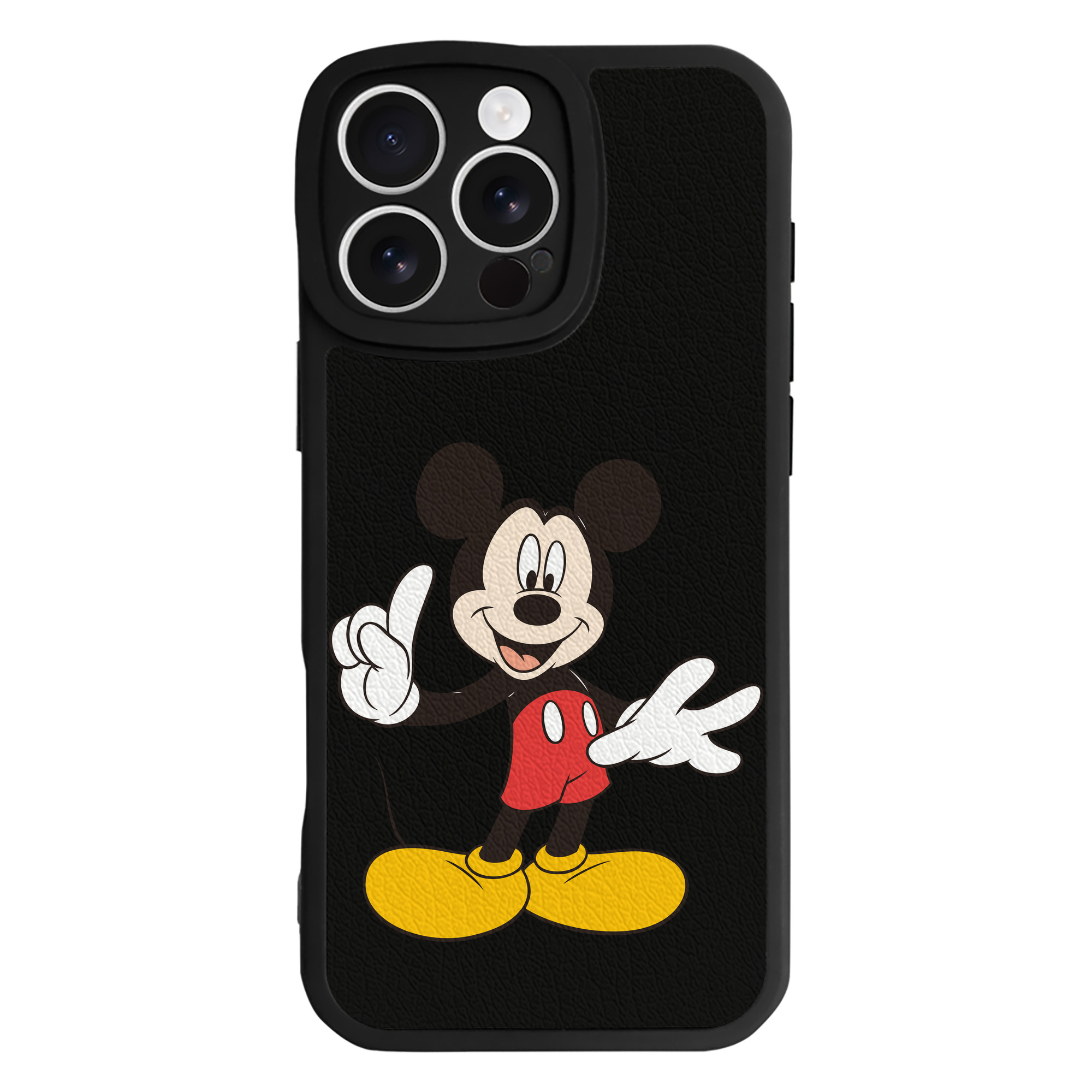 （画像用） ミッキーマウス Mickey Mouse 【iPhone 16シリーズ対応】シリコンスマホケース（レザー調） 材質：シリコン